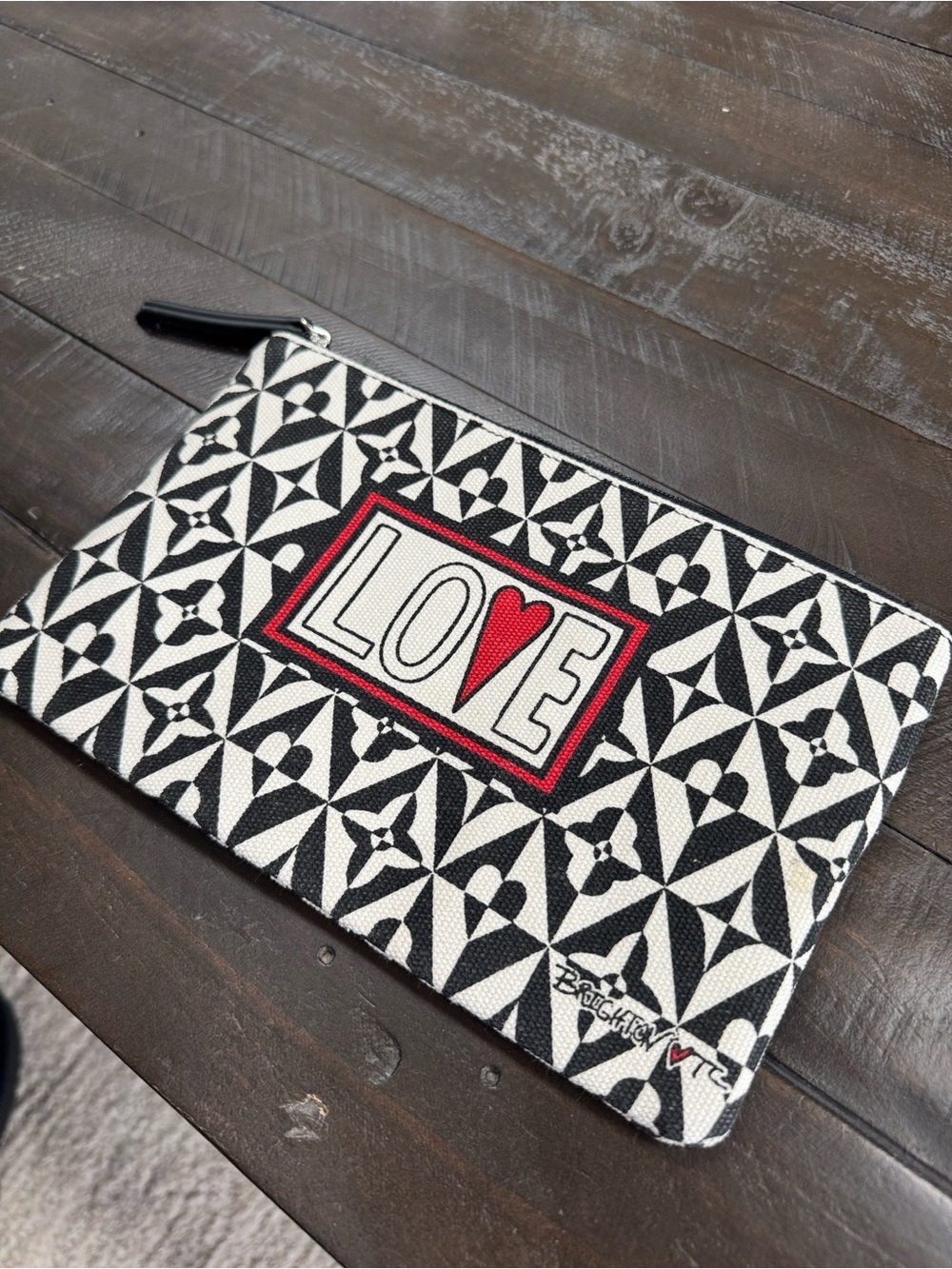 Brighton 'LOVE' Zip Pouch - Black, White & Red